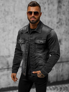 Herren Jeansjacke Schwarz OZONEE NB/MJ506NZ