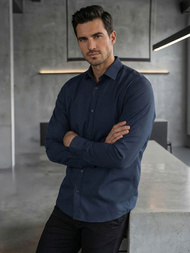 Herren Hemd Dunkelblau OZONEE V/V188Z