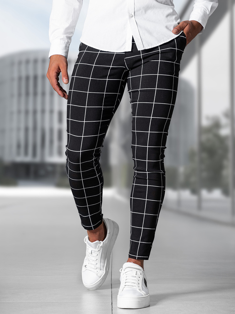 Herren Chino Hose Schwarz OZONEE O/P4009Z