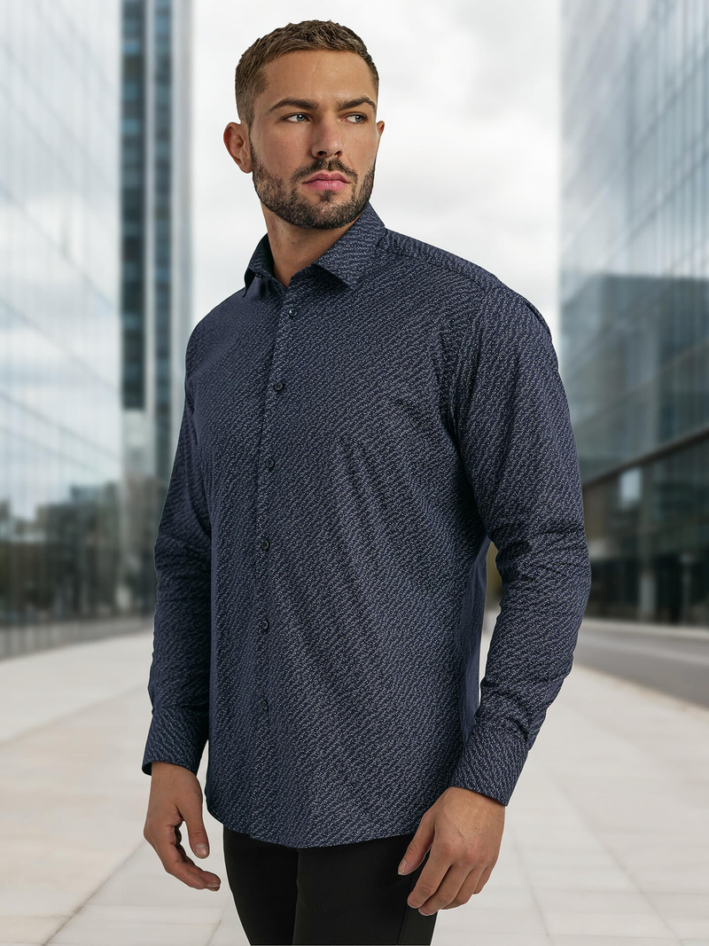 Herren Hemd Dunkelblau OZONEE V/V186