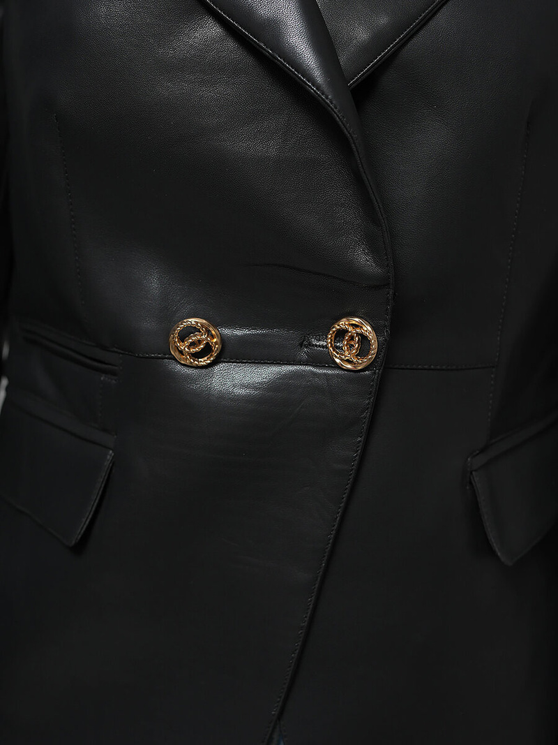 Damen Lederjacke Schwarz OZONEE JS/11Z8121