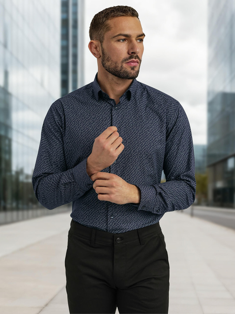 Herren Hemd Dunkelblau OZONEE V/V186