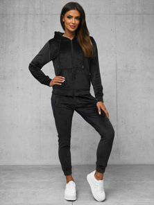 Damen Velours Sportanzug Schwarz OZONEE JS/8C1176/3Z