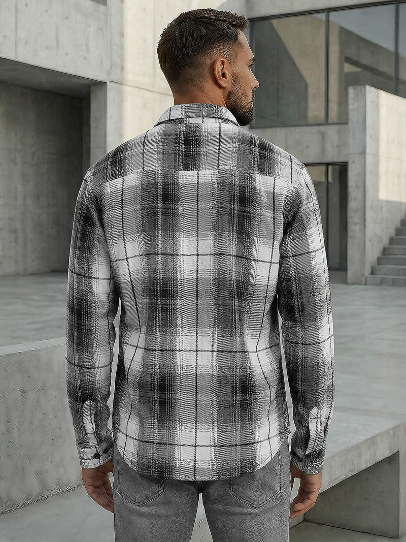 Herren Hemd Schwarz-Weiß OZONEE NB/MC728N/4Z