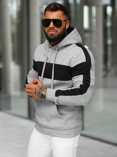 Herren Kapuzenpullover Grau OZONEE JS/8B1309/2