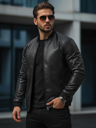 Herren Lederjacke Schwarz OZONEE JS/11Z8015Z