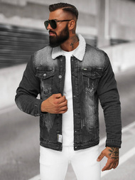 Herren Jeansjacke Sherpa Schwarz OZONEE NB/MJ513N