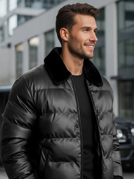 Herren Lederjacke Schwarz OZONEE O/M795Z