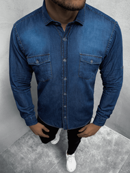 Herren Jeanshemd Dunkelblau OZONEE O/C99