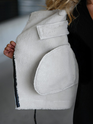 Damen Lederjacke Schwarz-Weiß OZONEE JS/11Z8177Z