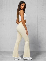 Damen Leggings mit Breiten Beinen Ecru JS/17K570/1