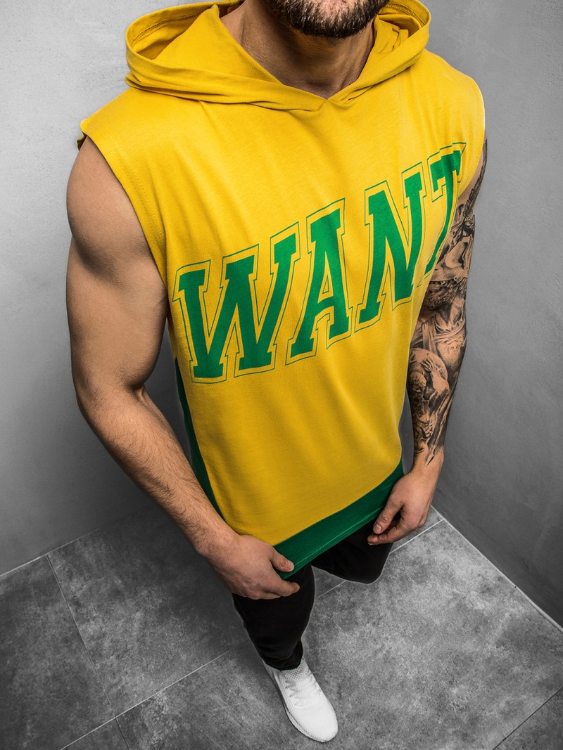 Herren Tank Top mit Kapuze Gelb OZONEE B/60042Z