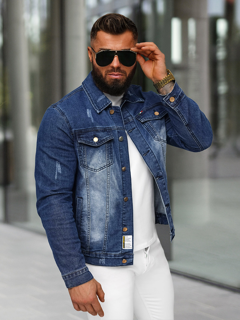 Herren Jeansjacke Dunkelblau OZONEE NB/MJ525BSZ