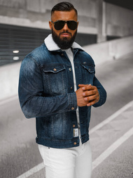 Herren Jeansjacke Sherpa Dunkelblau OZONEE NB/MJ516BSZ