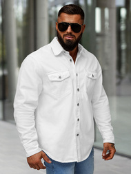 Herren Jeanshemd Weiß OZONEE L/CA777/2