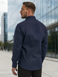 Herren Hemd Dunkelblau OZONEE V/V183