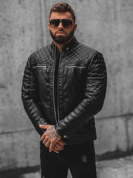 Herren Lederjacke Schwarz OZONEE JS/11Z8002Z