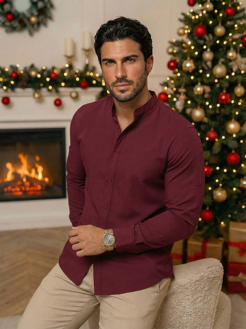 Herren Hemd Weinrot OZONEE O/V57Z