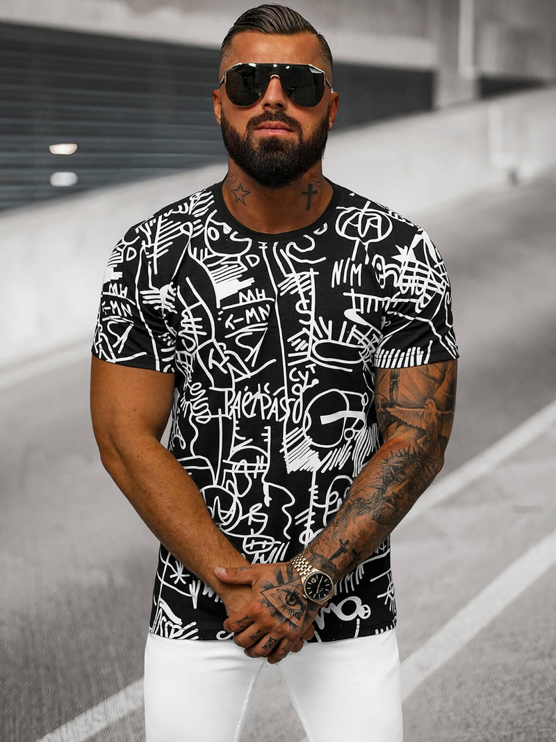 Herren T-shirt Schwarz OZONEE O/T1269/3