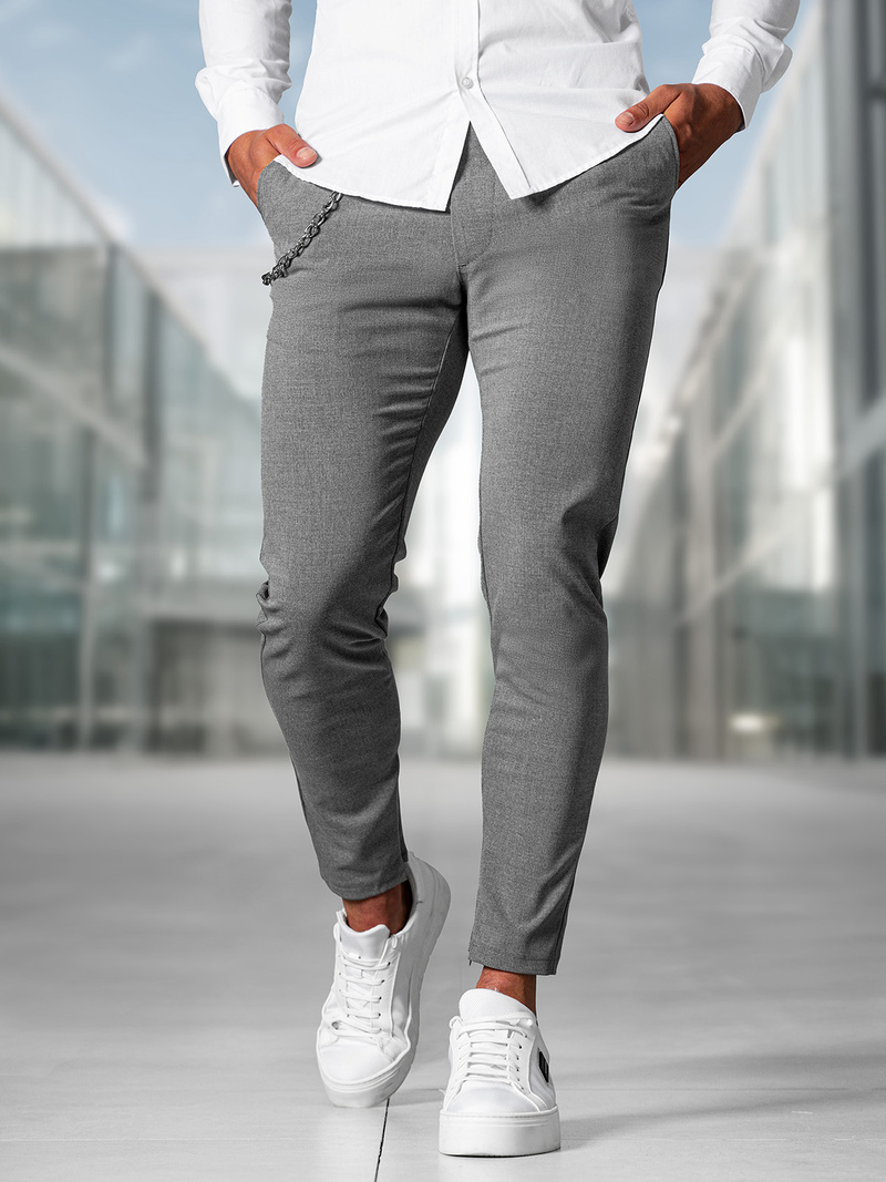 Herren Chino Hose Dunkelgrau OZONEE DJ/3300Z