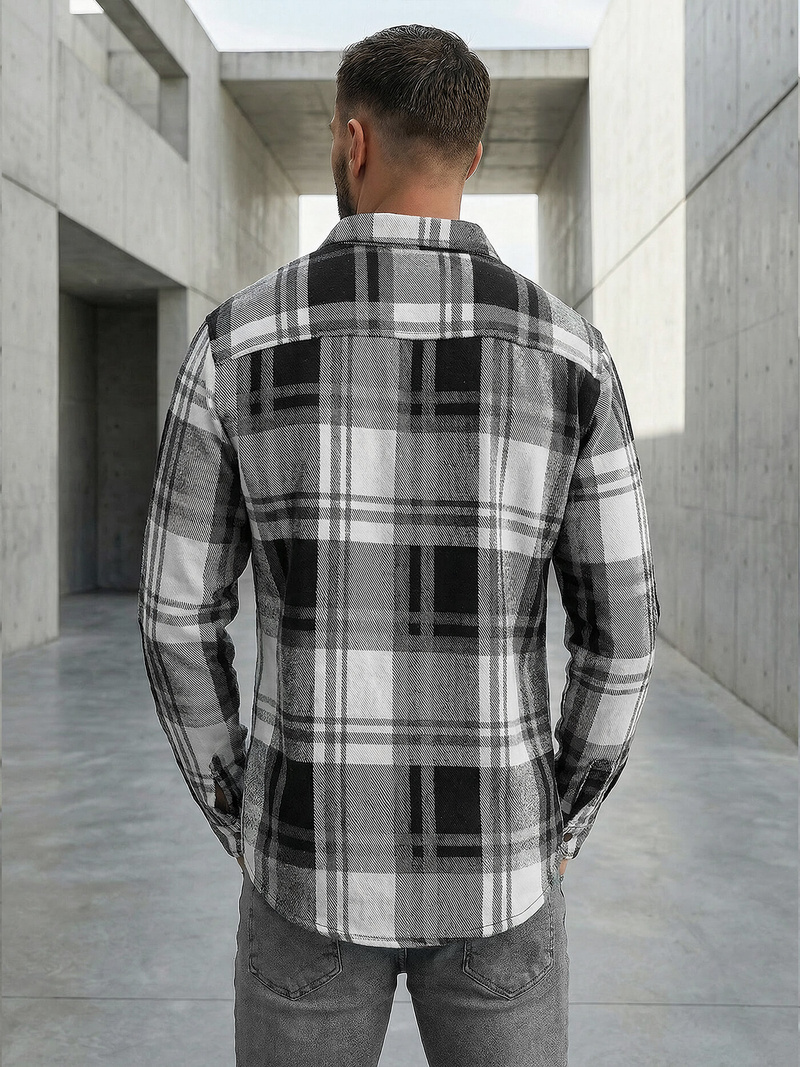 Herren Hemd Schwarz-Weiß OZONEE NB/MC728N/3Z