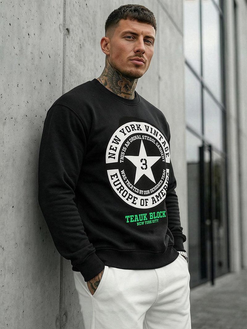 Herren Sweatshirt Schwarz OZONEE JS/8B1768/3