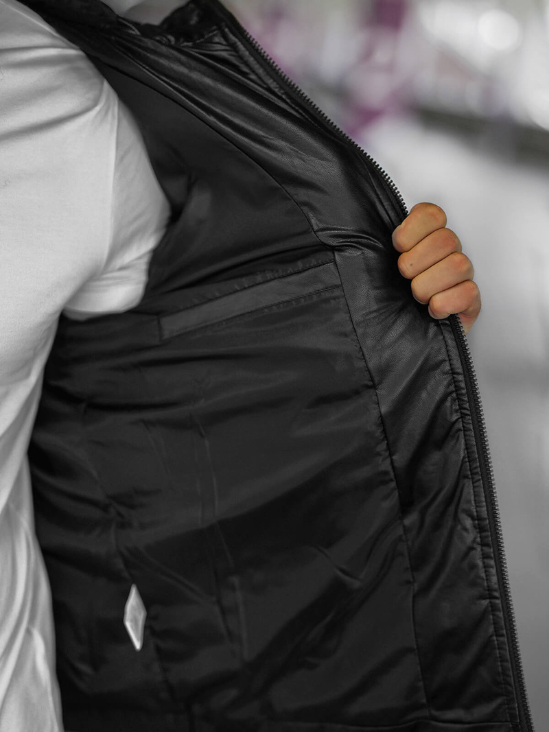 Herren Lederjacke Schwarz OZONEE O/11Z8088