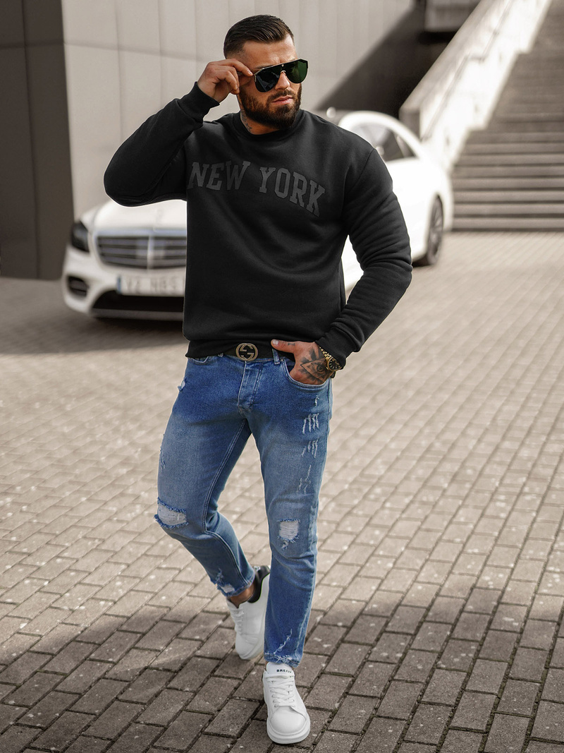 Herren Sweatshirt Schwarz OZONEE JS/8B1362/3