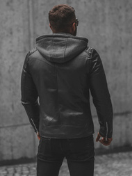 Herren Lederjacke Schwarz OZONEE JS/11Z8012Z
