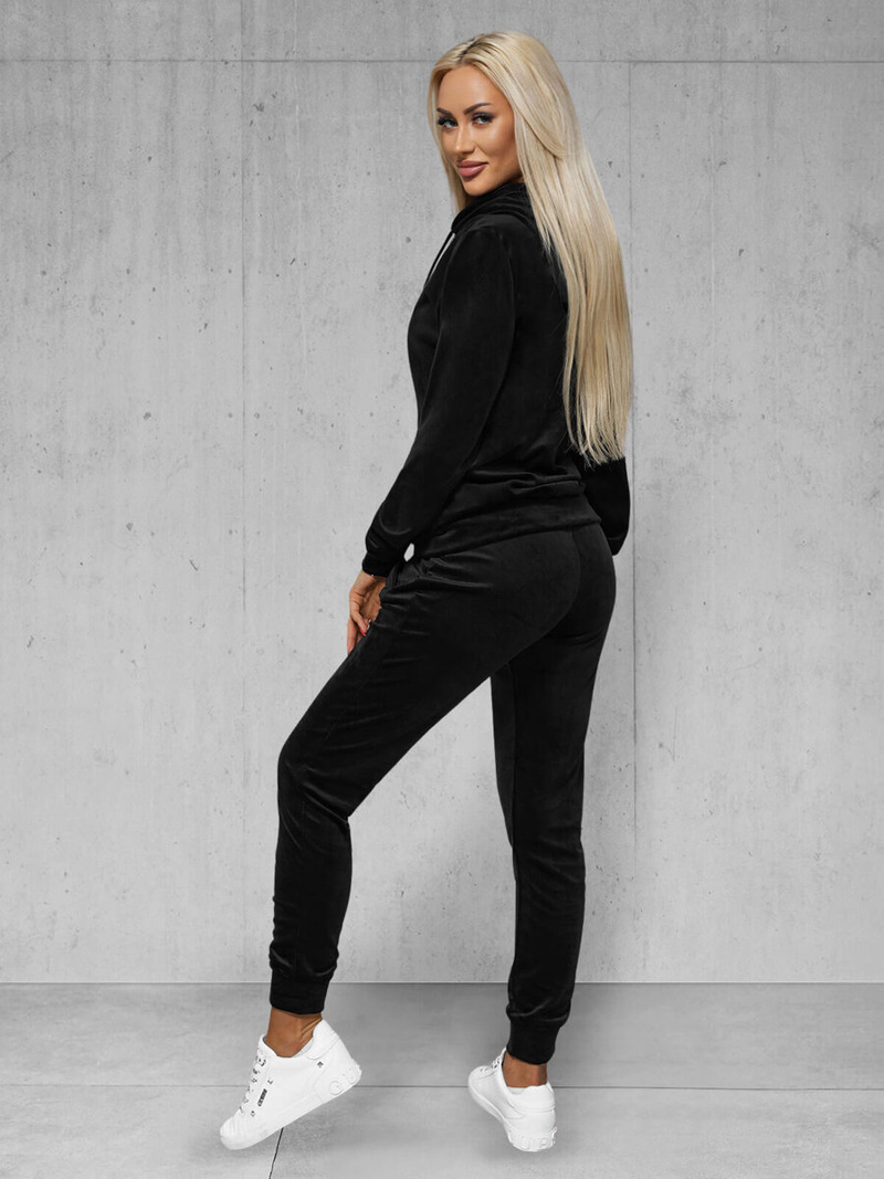 Damen Velours Sportanzug Schwarz OZONEE JS/8C1176/3