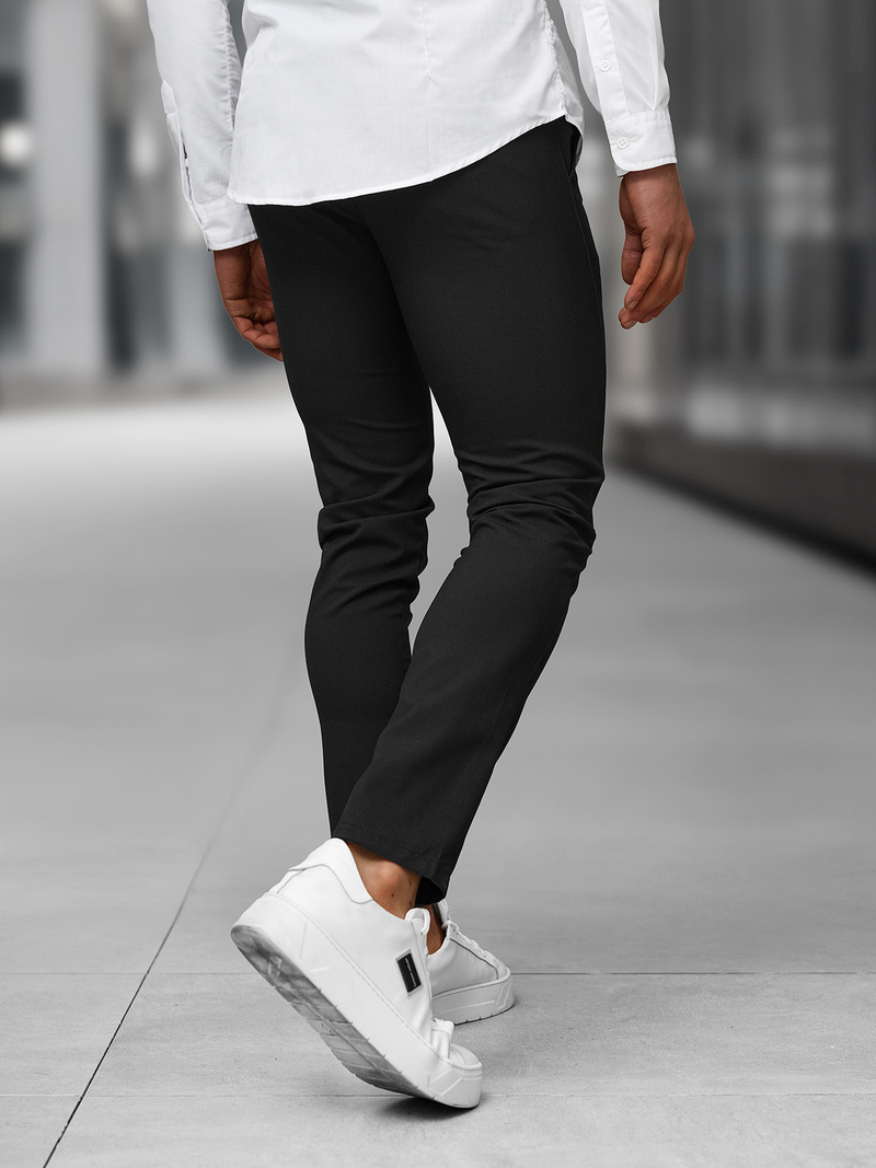 Herren Chino Hose Schwarz OZONEE DJ/5526Z