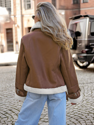 Damen Lederjacke Braun OZONEE JS/11Z8177Z