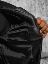 Herren Lederjacke Schwarz OZONEE JS/11Z8107