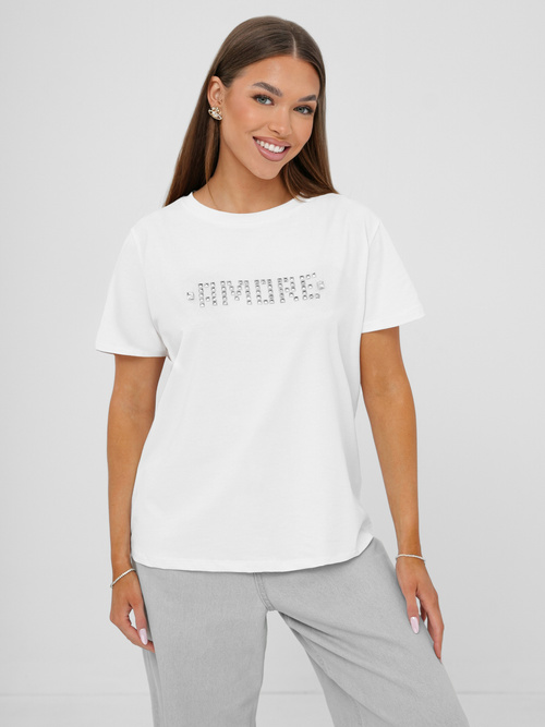 Damen T-shirt Weiß-Silber OZONEE JS/YJ77716