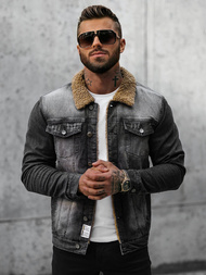 Herren Jeansjacke Sherpa Schwarz OZONEE NB/MJ520NZ