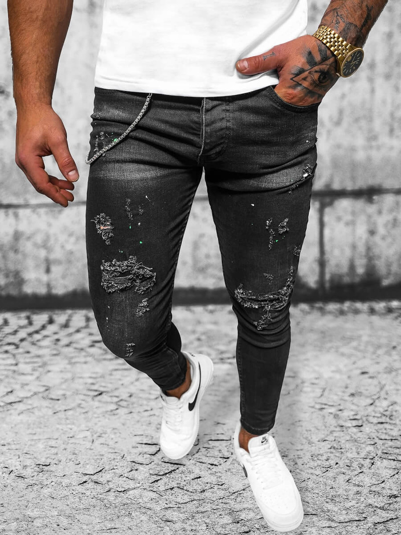 Herren Jeanshose Schwarz OZONEE O/MB460