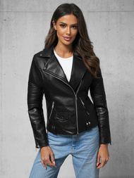 Damen Lederjacke Schwarz OZONEE JS/11Z8109
