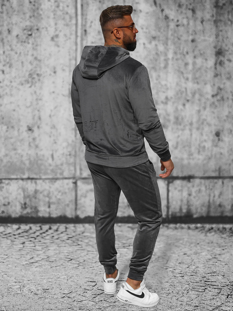 Herren Velours Sportanzug Anthrazit OZONEE JS/8C1169/6