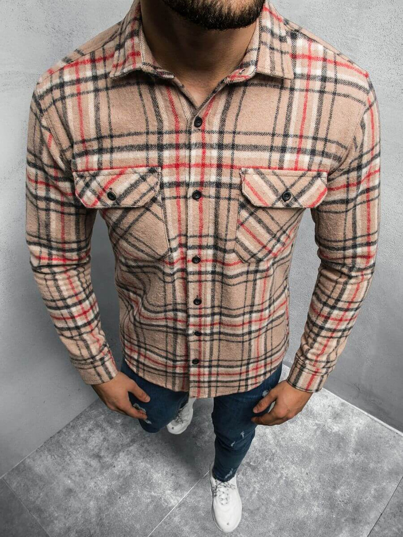 Herren Hemd Beige OZONEE E/3901/4