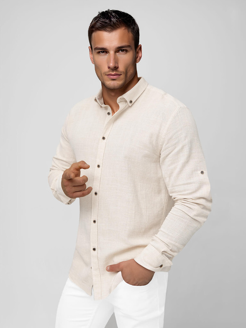 Herren Hemd Beige OZONEE O/V147