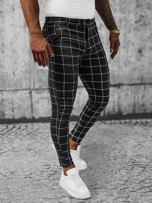 Herren Chino Hose Schwarz OZONEE O/P4009