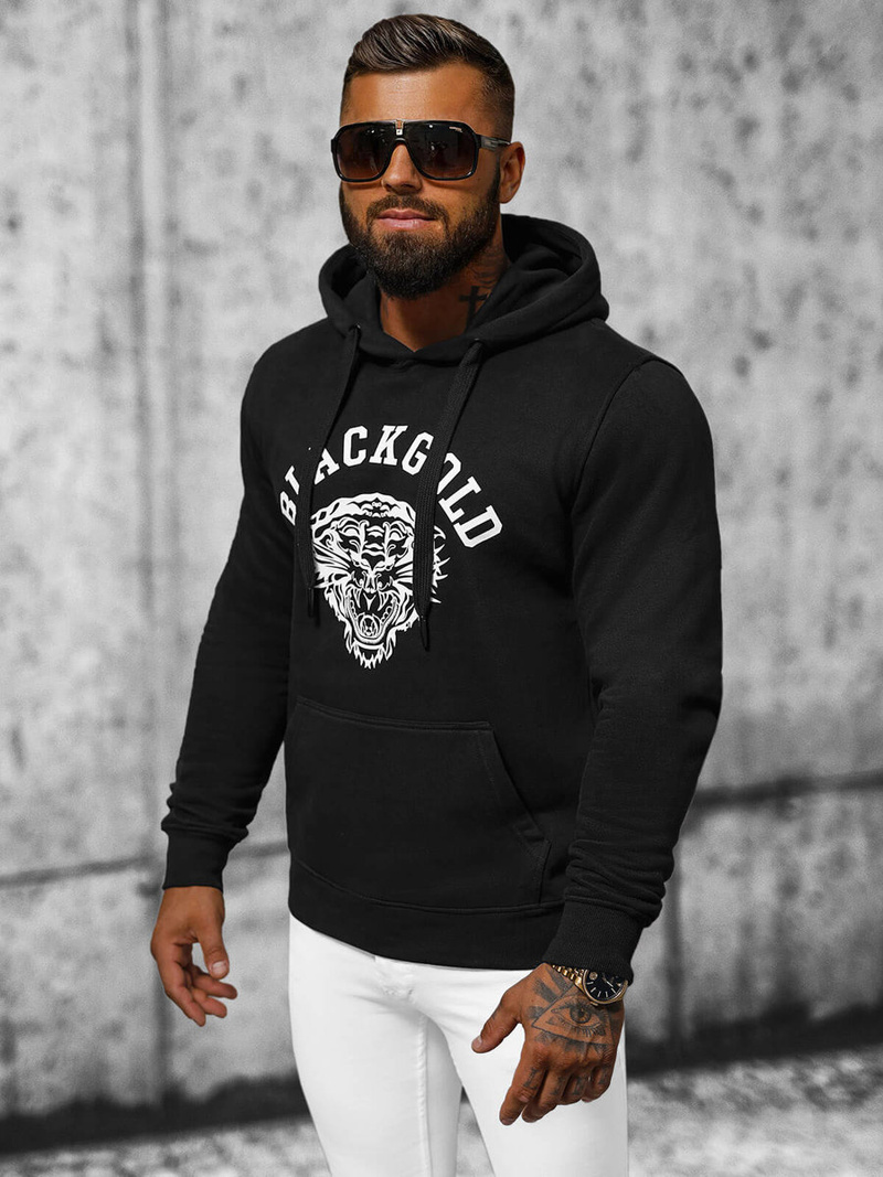 Herren Kapuzenpullover Schwarz OZONEE NB/MF2007