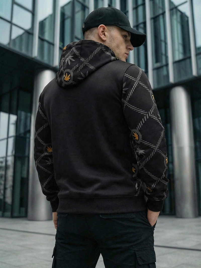 Herren Kapuzenpullover Schwarz OZONEE O/B267Z