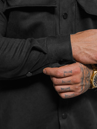 Herren Hemd Schwarz OZONEE O/GOM23039