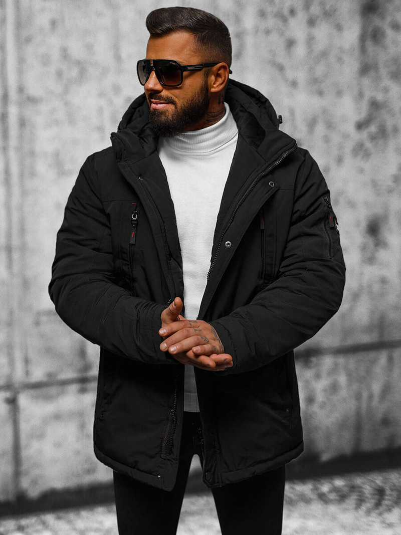 Herren Winterjacke Schwarz OZONEE JS/5M718/392