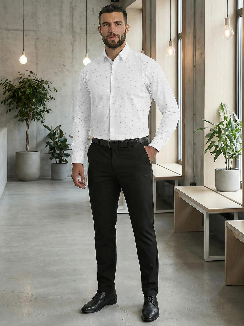 Herren Hemd Weiß OZONEE V/V180Z