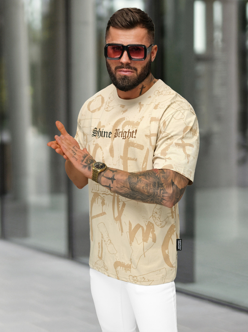 Herren T-shirt Beige OZONEE O/YN2/621