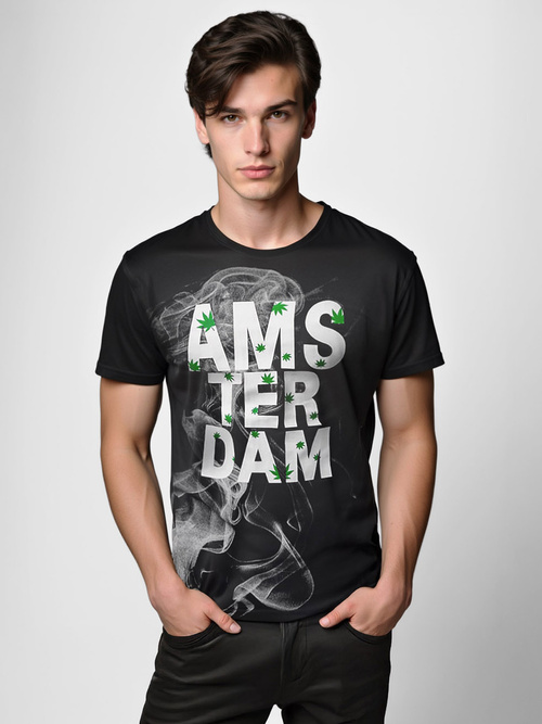 Herren T-shirt Schwarz OZONEE O/T128/3Z