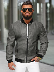 Herren Lederjacke Anthrazit OZONEE JS/11Z8107