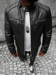 Herren Lederjacke Schwarz OZONEE JS/11Z8003